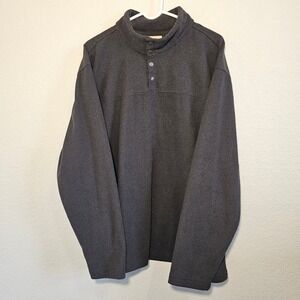Vintage Blue Mountain Mens XL Snap Neck Pullover Textured Grey Long Sleeve Top